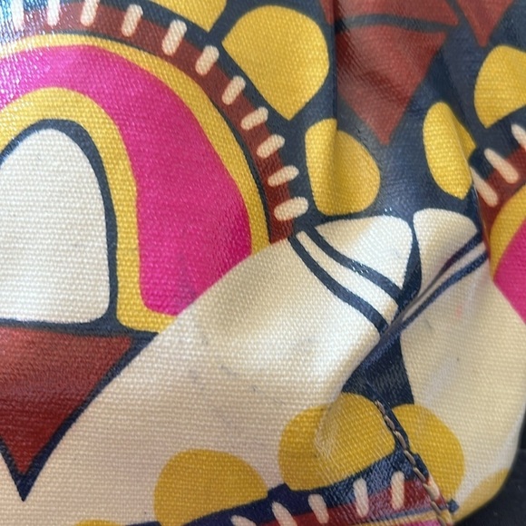 Fossil Vintage Key-Per Crossbody Hobo Canvas Bag Paisley Design Orange Hot Pink - Picture 10 of 16